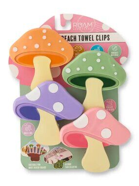 ROAM Beach Towel Clips — Colorful Mushroom Set